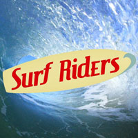 Surf Riders : logo sur fond de vague